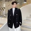 Мужские костюмы винтажный пиджак Мужчина оригинальная дизайнерская цепь пальто украсит двойной грудь повседневной пиджак корейская уличная одежда молодежь