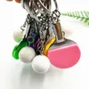 Keychains Fashion 7 Color Sport Ping Pong Table Tennis Ball Badminton Bowling Keychain Charms Keyring Key Ring Souvenir Cadeau