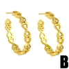 Hoop Earrings FLOLA Gold Plated Link Chain For Women Heart S Letter Dangle Cubic Zirconia Jewelry Gifts Ersv61