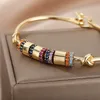 Charm Bracelets Bohemia Stainless Steel Bracelet For Women Colored Zircon Bangle Boho Fashion Jewelry Gift Bijoux Femme 230313