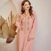 Etnische kleding 2023 Eid Ramadan Mubarak Abayas voor vrouwen Dubai Kaftan Arabische Turkije Islam Satin Muslim Abaya Modest Dress Robe Djellaba