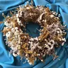 Decorative Flowers Wreaths Natural Dried Flowers Garland White Flowers Door Christmas Tree Rattan Wreath for Door Window Wall Wedding DIY Boho Home Decor 230313