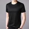 Men's T-Shirts Lyocell 40.4% Cotton 35.2% Silk 6.9% High Quality T Shirt Men Short Sleeve Summer Crew Neck Brand Tops Tees Office Undershrt Man 230313