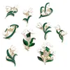Lovely Green Brooches Rhinestone Flower Leaf Bouquet Plant Brooch Pins For Women Scarf Clip Gift Wedding Jewelry