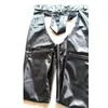 Men's Pants Black Gothic Men Skinny Faux Leather Shiny Trousers Nightclub Stage Performance Singers Dancer Open Front Male