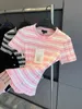 Chan Home 2023 Summer New Womens T-shirt Stripe Top sexy Shirt Shirt Fashi