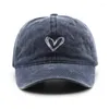 Bollmössor Fashion Outdoor Sport Baseball för män Kvinnor älskar hjärtbroderi Snapback Cap Washed Cotton Hat