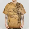 Camisetas masculinas Modo de verão Impressão 3D / mapa feminina Rua curta Trendência personalizada Trendência de grandes dimensões Design de camisetas engraçado EA