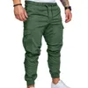 Men's Pants Drop Fashion Men Jogger Pants Casual Solid Color Pockets Waist Drawstring Ankle Tied Skinny Cargo Pants Size XS-4XL 230313