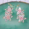 Ear Cuff Beautiful Ice Stone Flower Cuff Earrings Luxury Lady's Gold Plating Zircon Crystal Angel Ear Sweep Climber Earrings 230311