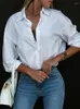 Женские блузки сплошные выключающие воротнички повседневные женские рубашки с длинным рукава