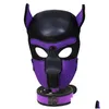 Party Masks Fashion Dog Mask Puppy Cosplay FL Hoofd voor gevoerde latex rubberen rollenspel met oren 10 kleur 220715 drop levering home ga dhlye