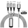 3 I 1 Micro USB Type C Charger Cables Multi USB Port Multipel laddningsladd mobiltelefontråd för Oppo Reno 2 3 4 5 6 7 8 Pro A3S A5S A5 A9 A12 A15 A31 A52 A72 A92 A54 A74 A94