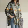 Damespolo's shirts voor vrouwen 2023 Turn-down kraag lange mouw casual split zoom bloemen blouse top herfst plus size 4xl blusa