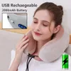 Massaging Neck Pillowws RLESMEN U Shaped Electric Massage Pillow Memory Foam Soft Neck Massager Sleeping Travel Airplane Pillows Cervical Health Care 230313