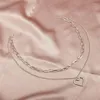 Hanger kettingen mode punk hoge kwaliteit hart ketting eenvoudige minimalistische zilveren kleur dubbele laag ketting voor vrouwen sieraden