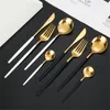 Dinnerware Sets Stainless Steel Gold Set Kitchen Green Cutlery Knife Fork Spoon Flatware Bright Light