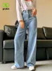 Dames jeans goplus vrouw y2k wide been broek hoge taille moeder Koreaanse mode denim broek blauw jean pantalon grote femme c11855 230313