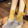 Femmes chaussettes automne hiver laine épaissir chaud basique couleurs unies japonais filles lâche empilé quotidien laine