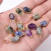 Charms 2 pz/lotto Ametiste Naturali Labradorite Connettore Ciondolo Filo di Metallo Ferita Pietra di Fascino Per La Collana Del Braccialetto Dei Monili Eleganti FAI DA TE