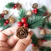 Decorative Flowers 10 Pcs/lot Artificial Pine Needles Christmas Decoration Cone Bell Plant For Xmas Party Home Decor DIY Greeting Card