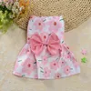 Dog Apparel Floral Dress Bow Princess Pet Skirt Spring Summer Section Wedding Dresses Cute Sweet Thin Small Fresh Snap Style