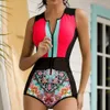 Menas de banho feminina feminina maiô de praia de praia Monokini zipper o pescoço incrível One peça Summer Lady 230313