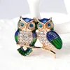 Owl Brooch Alloy Animal Rhinestones Lapel Pins For Women Men Clothes Scarf Buckle Collar Jewelry Pins