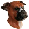 Party Masks Latex Full Head Realistic House Pet Boxer Dog Fancy Dress Up Party Carnival Mask 230313