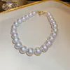 Choker Imitation Pearl T-buckle Necklace For Women Big Beads Statement Jewelry Bride Party Fashion Beaded Accessories