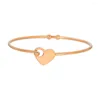 Bangle 316L Stainless Steel Fashion Jewelry No Fade Color Love Heart Charm Thick Chain Bracelets For Women Girl Gift