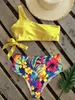 Swim wear Sexy Bikinis Women One Shoulder Swimwear High Waist Swimsuit Bandage Bathing Suits Beach Wear Biquini Female 230313