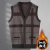 Men S Vesten 2023 Herfstmodemerk Solid wol pullover Sweater V Hek Knit Vest Mouwloze casual topkwaliteit Kleding Q28 230313