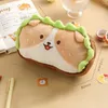 Cute High-quality Kawaii Student Storage Bag Plush Hamburger Dog Pencil Case Stationery Pen Large Capacity