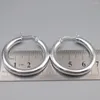 Hoop Earrings Real Pure S925 Sterling Silver Men Women Glossy Round Bar Circle