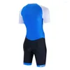 Racing Vestes Wulibike Hommes Triathlon Combinaison Manches Courtes Natation À Séchage Rapide Sportwear Homme Maillot De Cyclisme Bleu