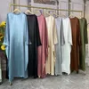 Ubranie etniczne Ramadan Eid Kaftan Satin Abaya Dubai Turcja muzułmańska hidżab maxi