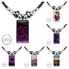 Pendentif colliers verre galaxie noir hématite collier femmes acier plaqué bijoux belle violet paillettes pour hommes femmes pendentif