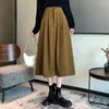 Spódnice vintage sztruko-plisowana spódnica damska gęsta jesienna zimowa spódnica koreańska moda wysoka talia aksamitna midi liniowa spódnica kobieta 230313