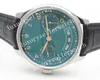 Orologio da uomo Super ZF Factory 44mm Clone 23J automatico calibro 52850 quadrante verde con numeri in acciaio cinturino in pelle di vitello stampa cocco nero con fibbia deployante