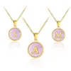 Hänge halsband halsband mode anpassad bokstav design runda rosa skal rostfritt stål smycken för kvinnor