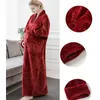 Dames slaapkleding flanel nachtdress vrouwen lange mouwen nachthemd slaapjurk vaste kleur badjas wintergewaad kimono losse v nek huiskleding