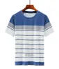 남자 T 셔츠 여름 남자 줄무늬 Tshirt 짧은 슬리브 아이스 퀵 드라이 드라이 크기 7xl 8xl 캐주얼 비즈니스 티 오피스 탑 블루 레드