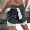 Shorts de course à double pont hommes poches multiples GYM Sport Fitness Jogging entraînement pantalons de sport à séchage rapide