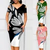 Casual Dresses Party Dresses For Women 2023 Fashion Elegant Print Bodycon Dress Summer Sexy V Neck Backless Patchwork Slim Work Dresses 230313