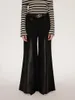 Men's Pants 2023 Men Women Yamamoto Style Original Crisp Patchwork Leather Wool Wide Leg Flare Lovers Plus Size Costumes 27-46