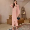 Etnische kleding 2023 Eid Ramadan Mubarak Abayas voor vrouwen Dubai Kaftan Arabische Turkije Islam Satin Muslim Abaya Modest Dress Robe Djellaba