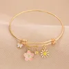 Armreif, Schmetterling, Biene, Blume, Charm-Armbänder, Armreifen für Frauen, niedlicher Kristallperlen-Anhänger, erweiterbares Drahtarmband, Kinder-Geschenk