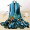 Fashion Brand Designer Silk Scarf Female Foulard Bandana Long Shawls Wraps Winter Neck Scarves Pashmina Lady Hijab Accessories Gift