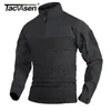 Mäns T-shirts Tacvasen Military Assault T-shirts Mens Long Sleeve Crew-Neck Airsoft Tactical T-Shirts Elastic Hunting Shooting Tops Tees M-5XL 230313